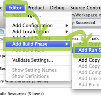 Choose Add Run Script Build Phase